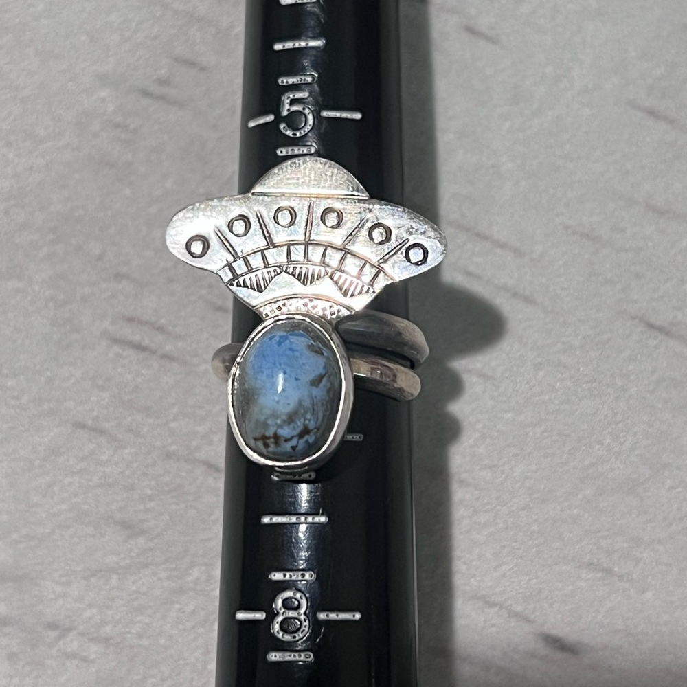Turquoise UFO Design Adjustable Ring